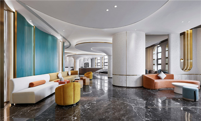 酒店大廳休閑區設計-以山與海為主題的酒店大堂公區&餐廳改造設計方案