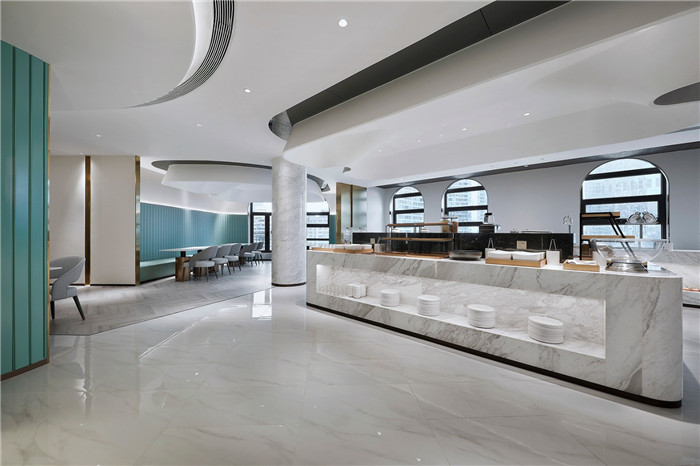 自助餐臺設計-以山與海為主題的酒店大堂公區&餐廳改造設計方案