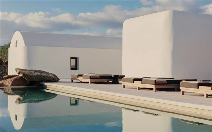 泳池設計-靜謐古樸的國外侘寂風度假酒店設計方案