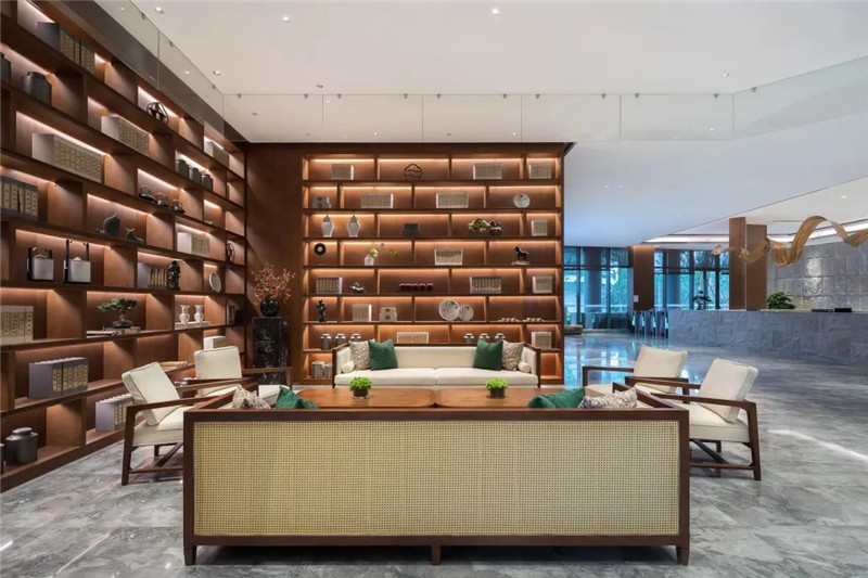 酒店大堂吧設計-現代與傳統相融合的新中式溫泉度假酒店設計案例