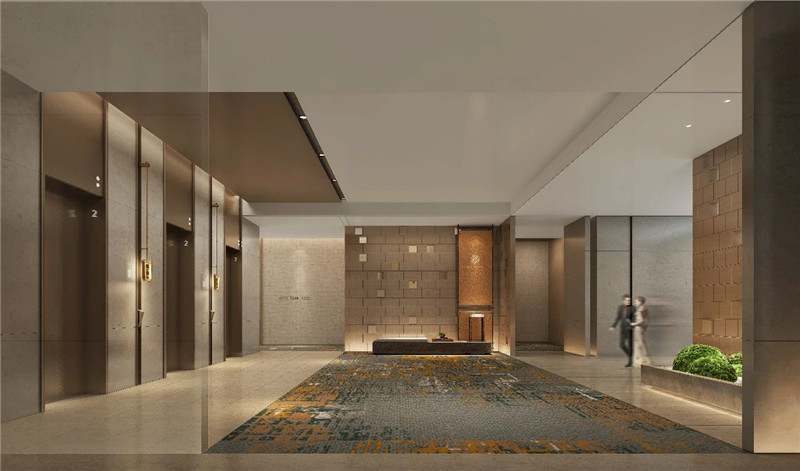 電梯廳設計-現代新中式岳陽鉑爾曼五星級酒店設計賞析